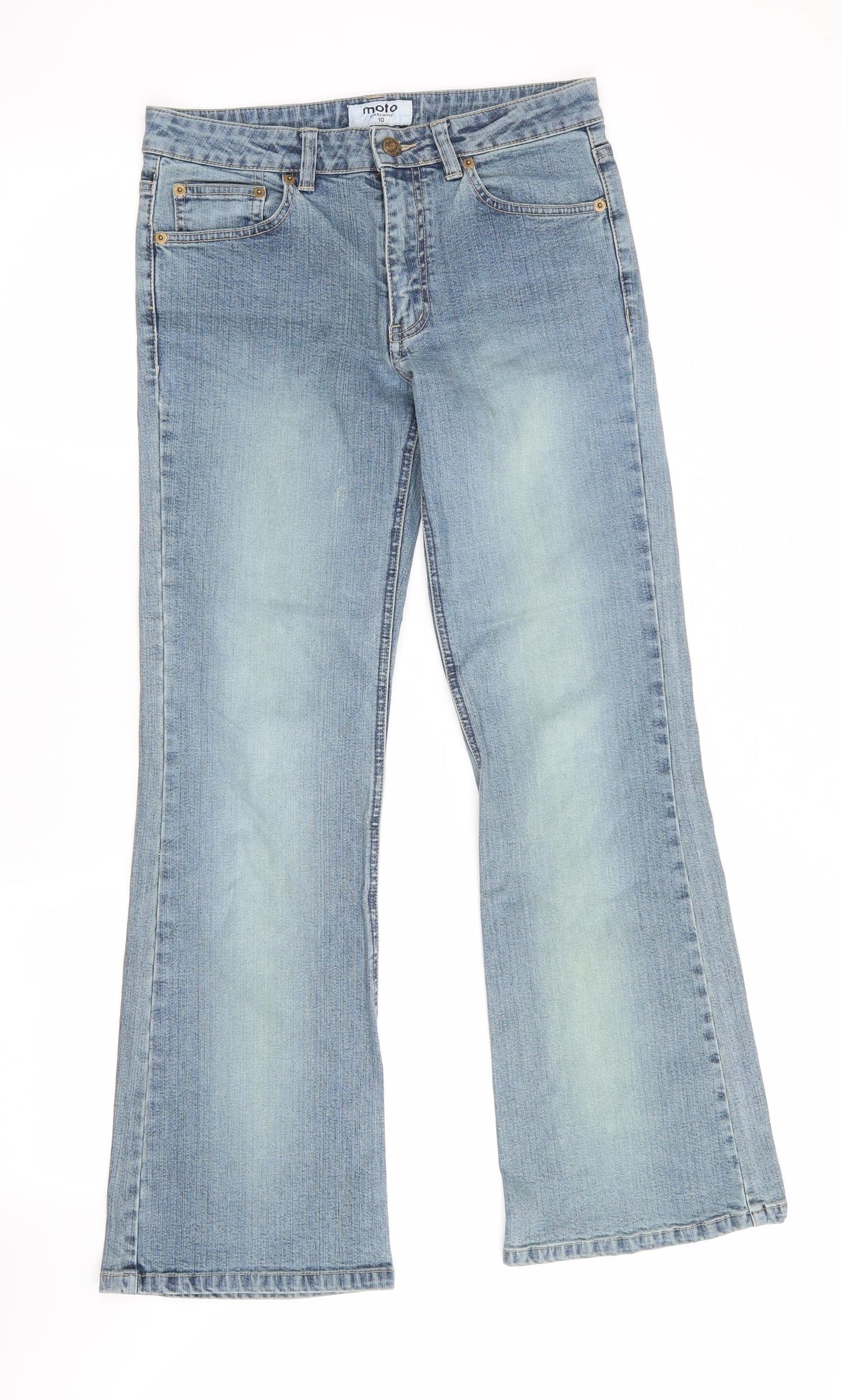 Moto Jeanswear Womens Blue   Flared Jeans Size 10 L28 in