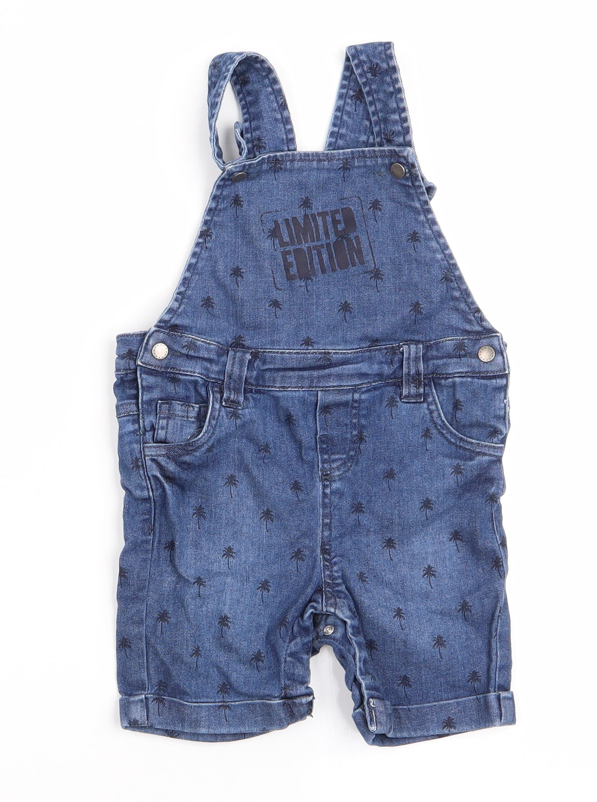 RR Boys Blue Floral Denim Dungaree One-Piece Size 24 Months  - Palm Tree Print