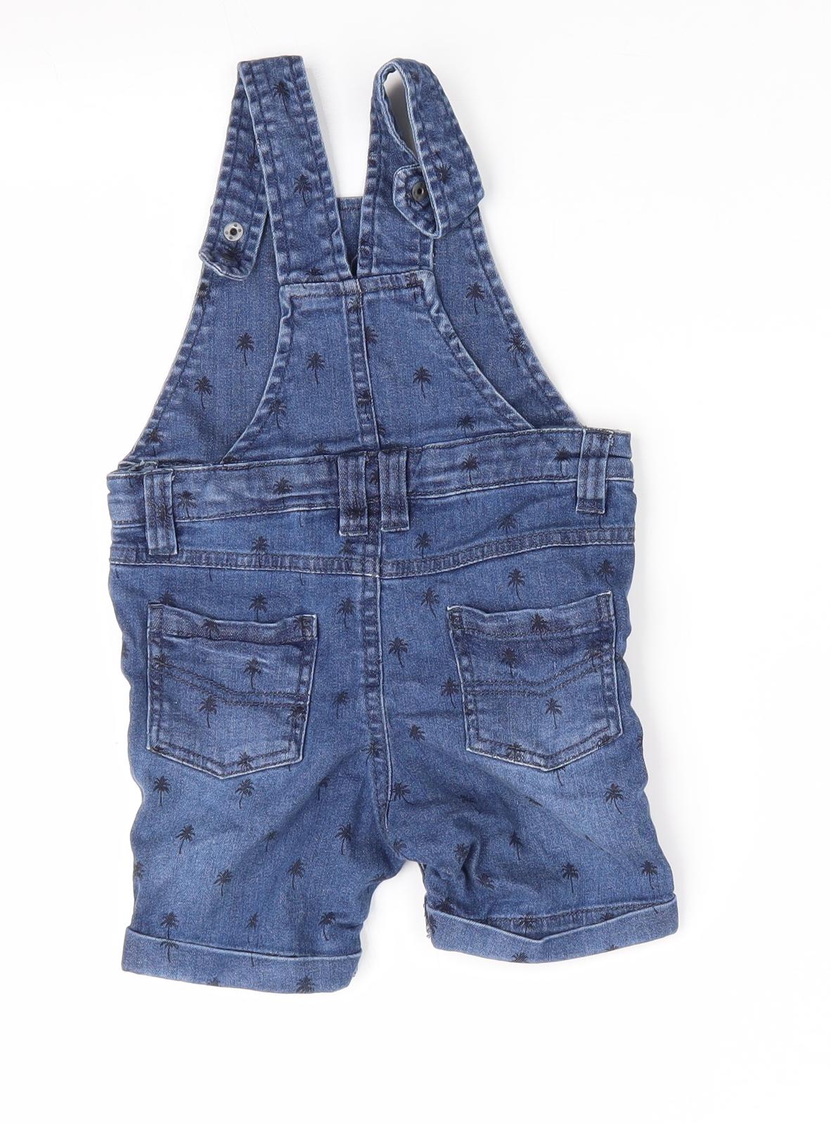 RR Boys Blue Floral Denim Dungaree One-Piece Size 24 Months  - Palm Tree Print