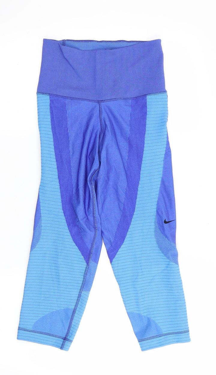 Dri-Fit Womens Blue Colourblock  Compression Leggings Size M L21 in - Cropped - Deep waist