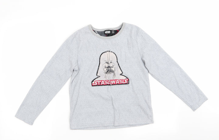 Star Wars by Primark Boys Grey Solid Fleece  Pyjama Top Size 9-10 Years  - Star Wars