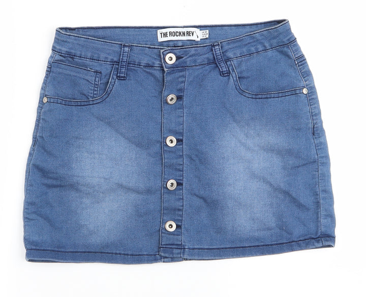 The Rockn Rev Womens Blue Denim Mini Skirt Size 10