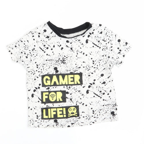 George Boys Black Animal Print  Basic T-Shirt Size 6-7 Years  - Gamer for Life