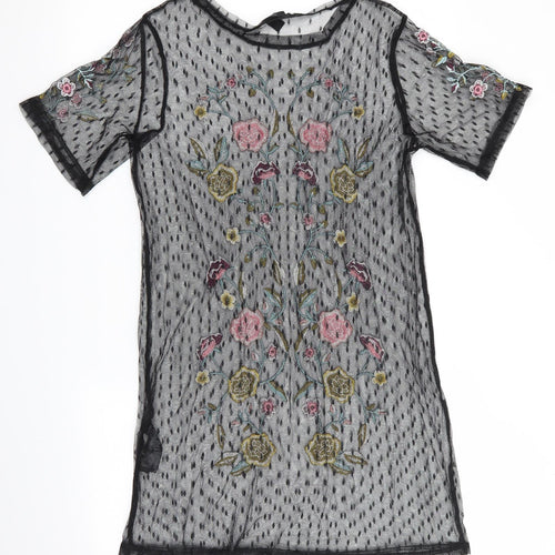 New Look Womens Black Floral  A-Line  Size 12  - Unlined