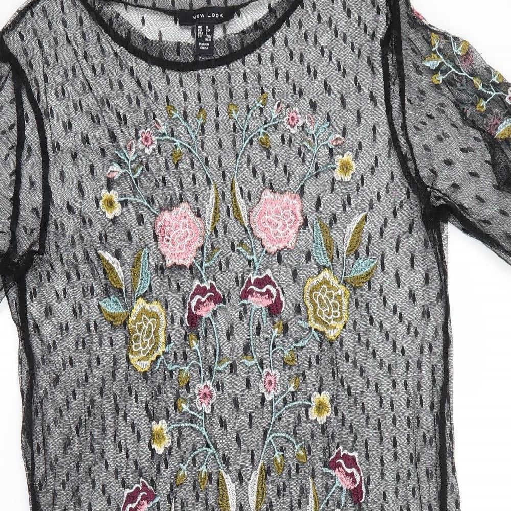 New Look Womens Black Floral  A-Line  Size 12  - Unlined