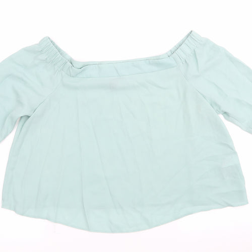 New Look Womens Green   Basic Blouse Size 14  - Elasticated shoulders