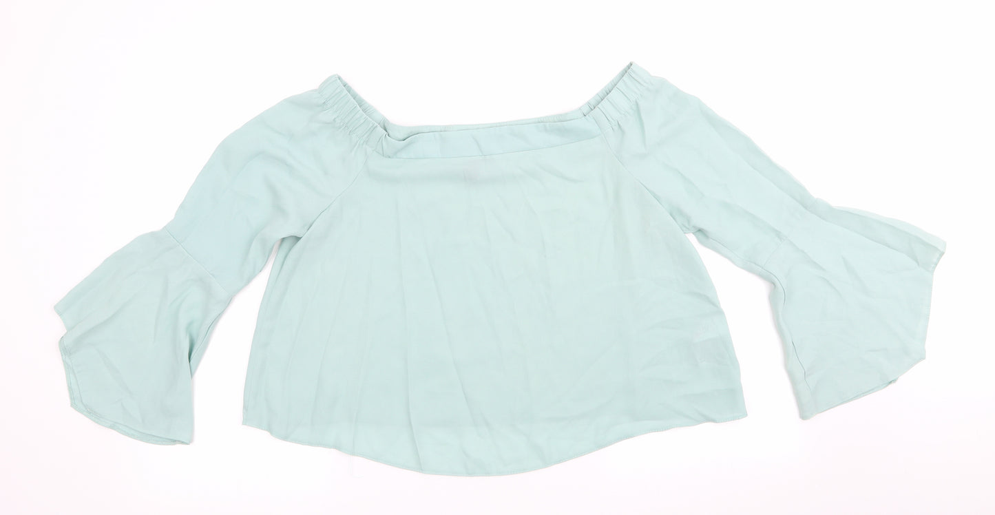 New Look Womens Green   Basic Blouse Size 14  - Elasticated shoulders