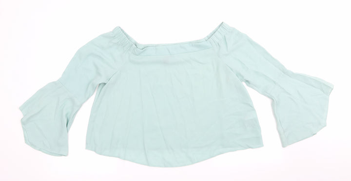 New Look Womens Green   Basic Blouse Size 14  - Elasticated shoulders