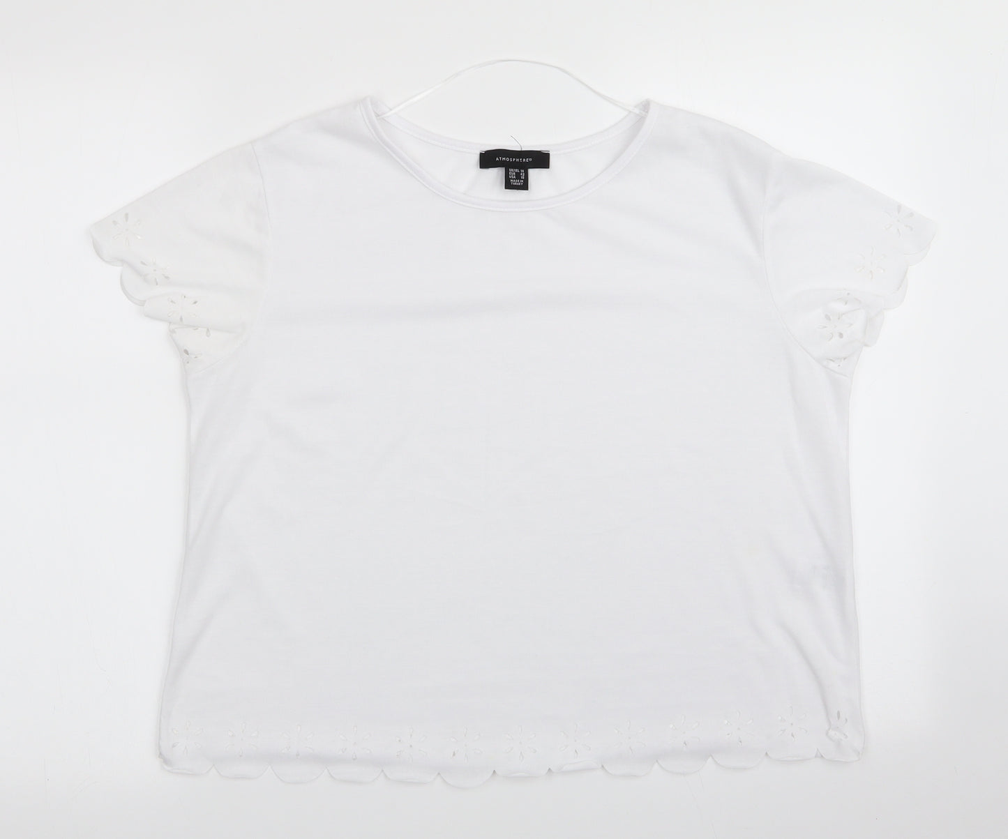 Atmosphere Womens White   Tunic T-Shirt Size 14  - Flower Cut out hem and sleeves