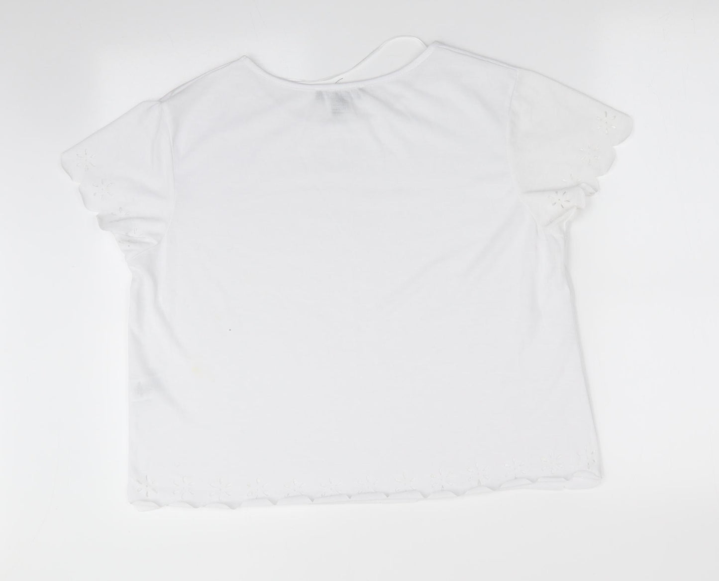 Atmosphere Womens White   Tunic T-Shirt Size 14  - Flower Cut out hem and sleeves