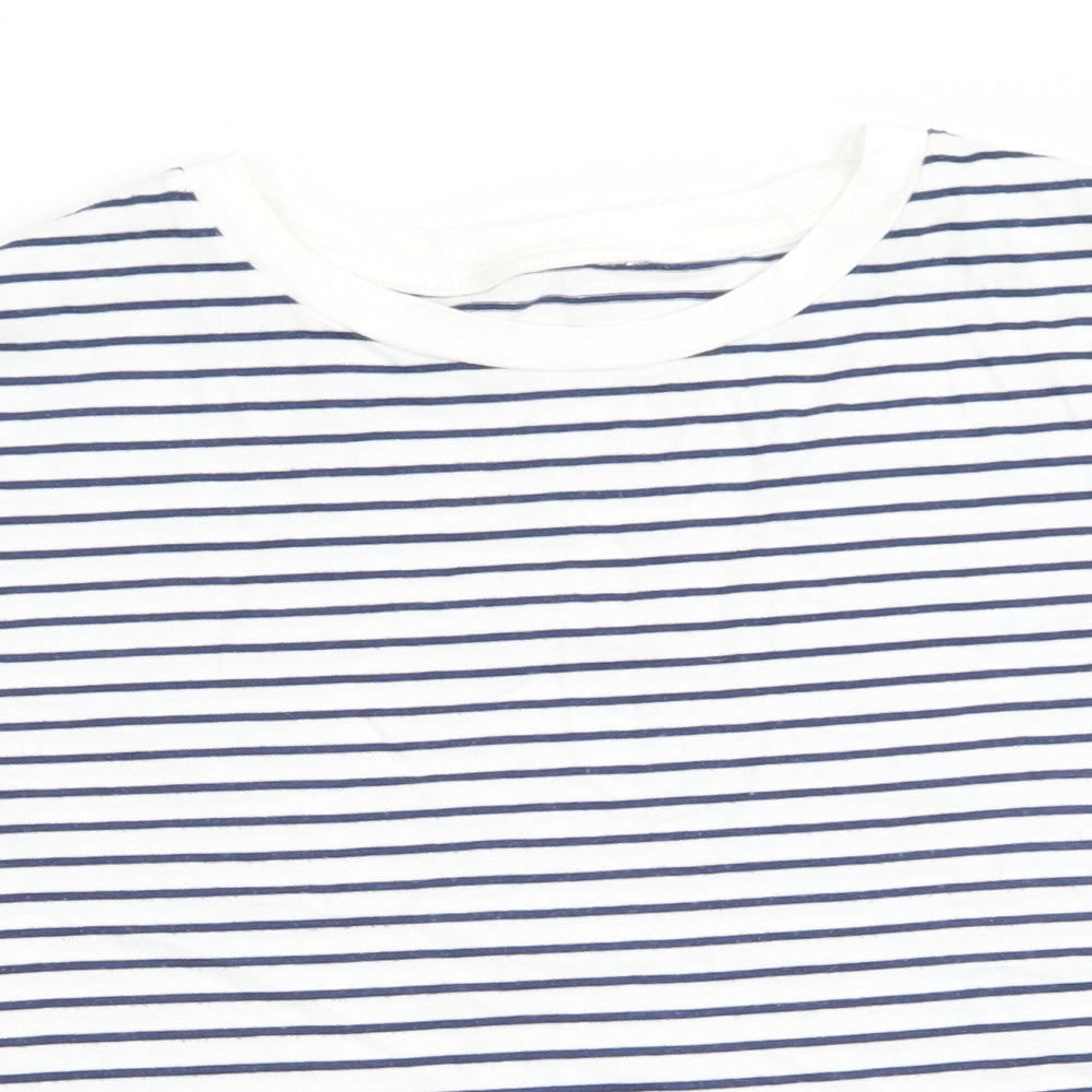 Miss Selfridge Womens Blue Striped  Tunic T-Shirt Size 10  - Flower Cut Out detail to front
