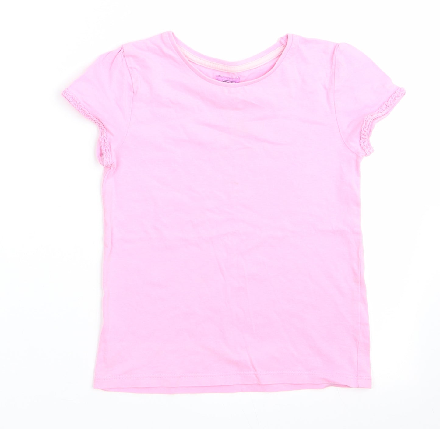 Florence and Fred Girls Pink   Basic T-Shirt Size 4-5 Years  - Rouched trim to sleeves