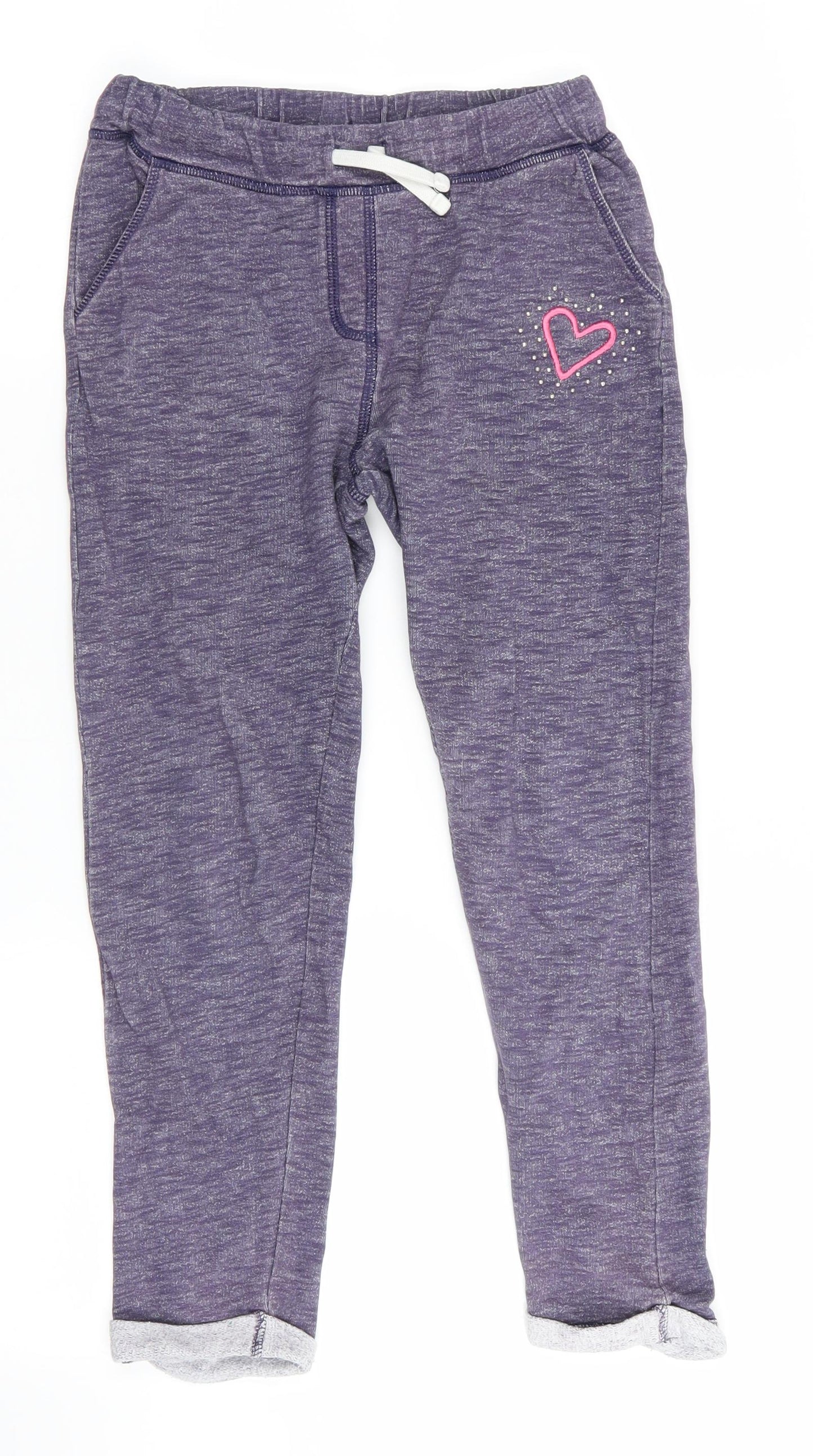 Florence and Fred Girls Purple   Jogger Trousers Size 8-9 Years - Heart Logo