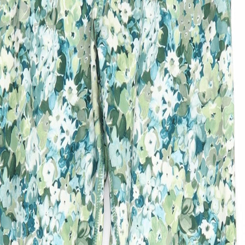 Workout Womens Green Floral  Compression Leggings Size M L27 in