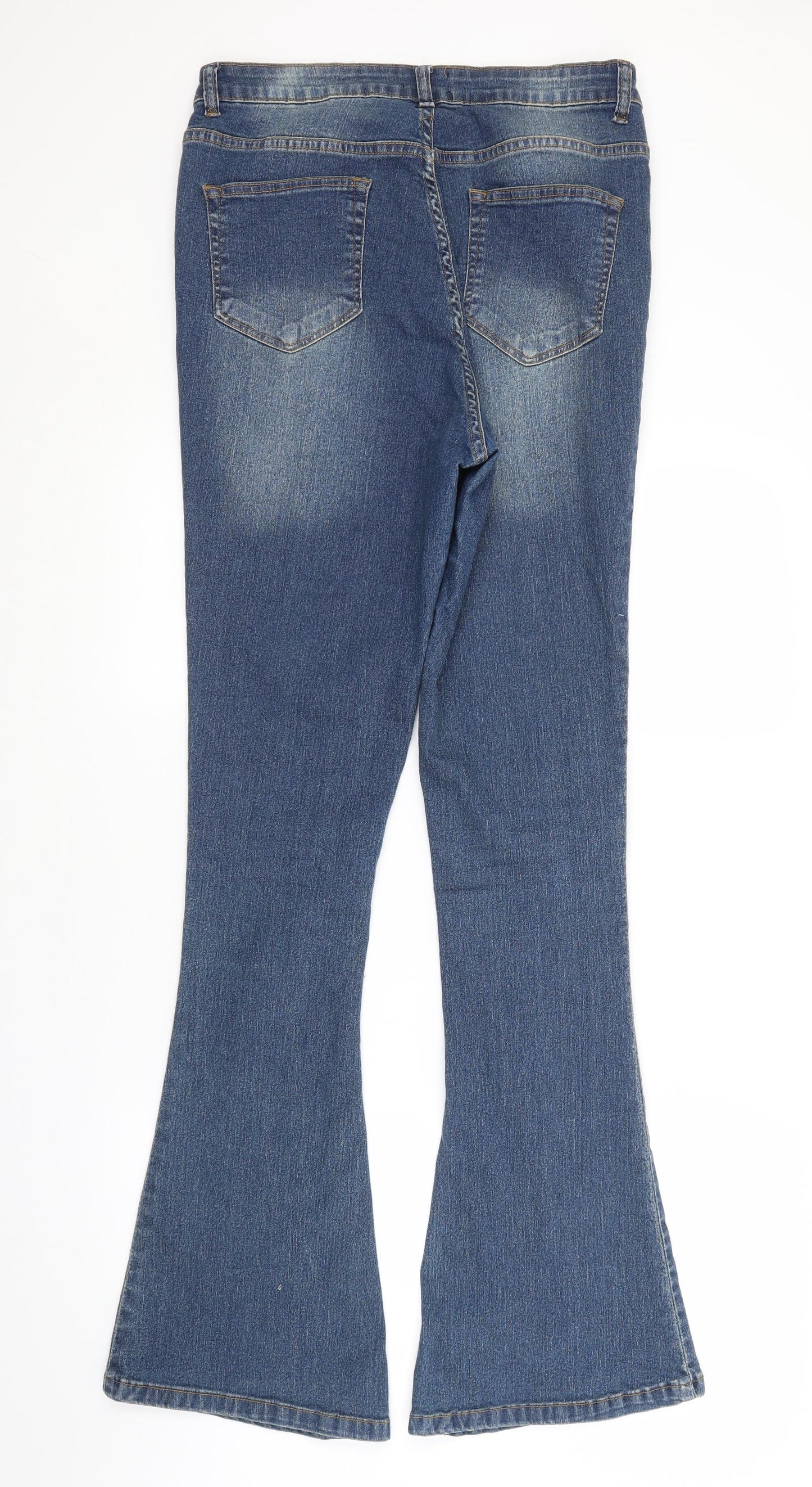 PRETTYLITTLETHING Womens Blue   Bootcut Jeans Size 14 L33 in