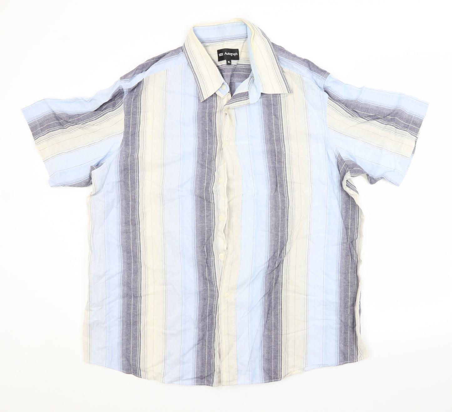 M&S Mens Multicoloured Striped   Button-Up Size XL