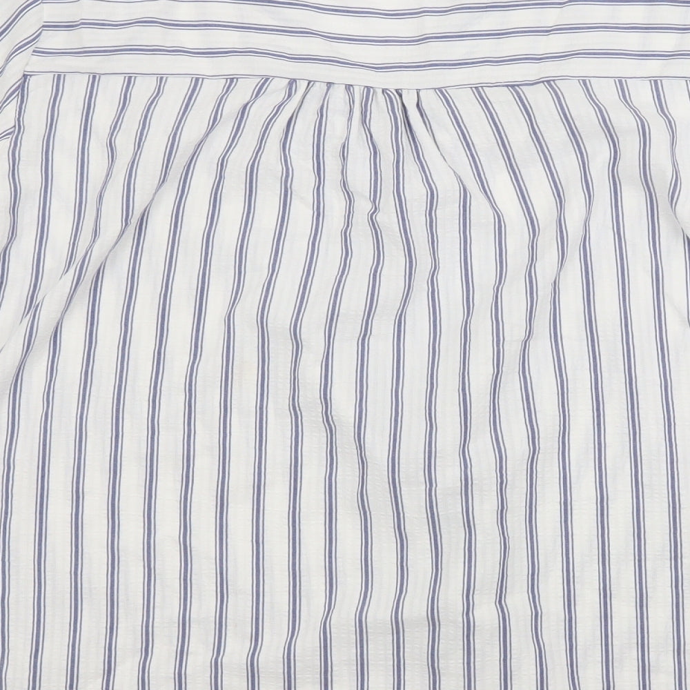 George Womens White Striped  Basic Blouse Size 14
