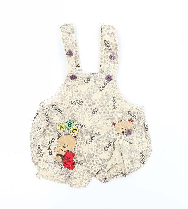 Preworn Baby Beige Spotted Dungaree One-Piece