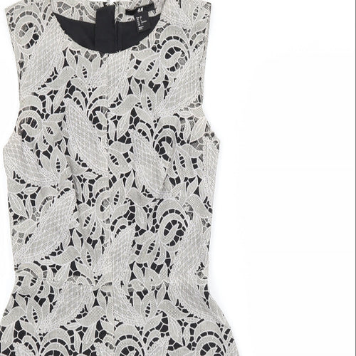 H&M Womens Grey Floral  A-Line  Size 6