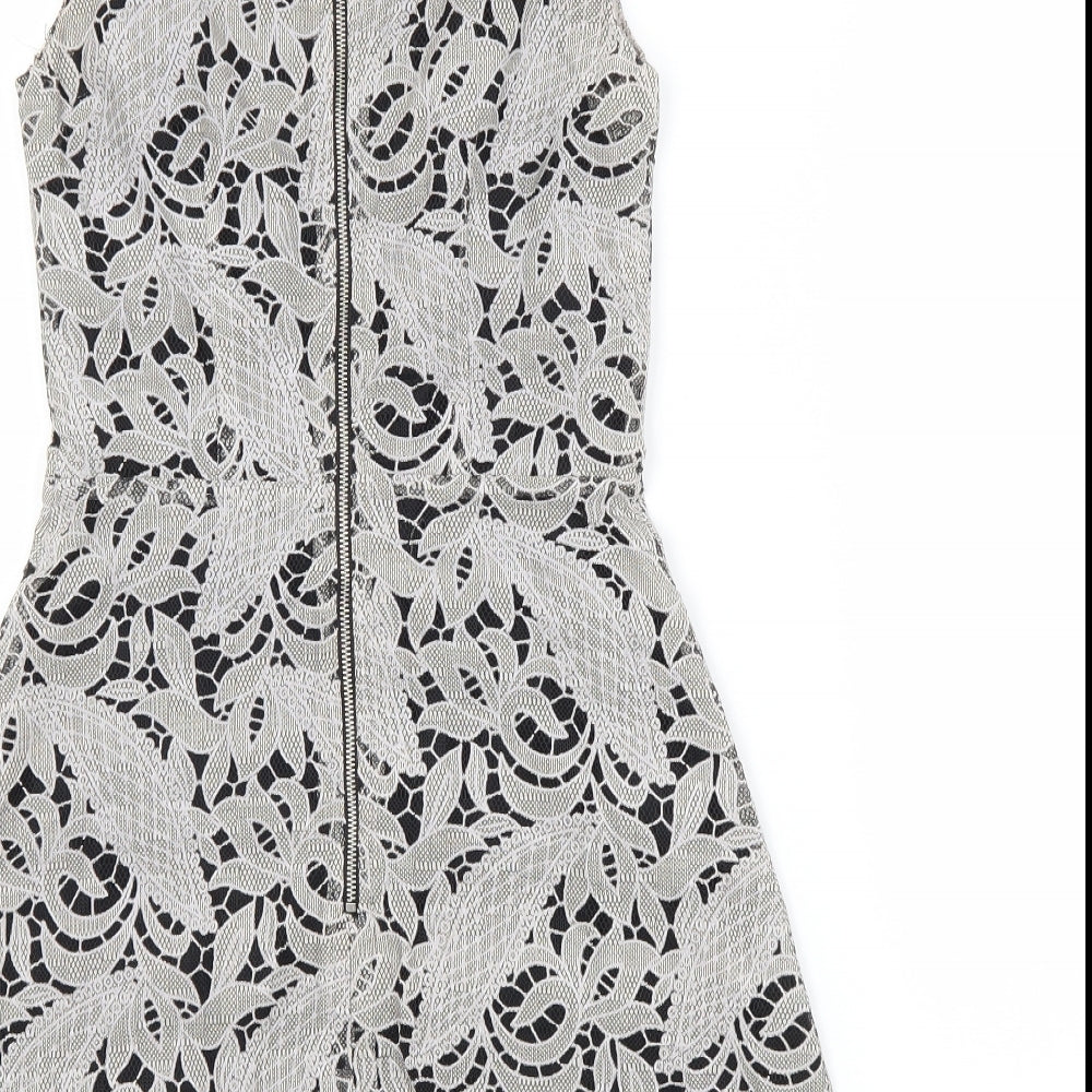 H&M Womens Grey Floral  A-Line  Size 6