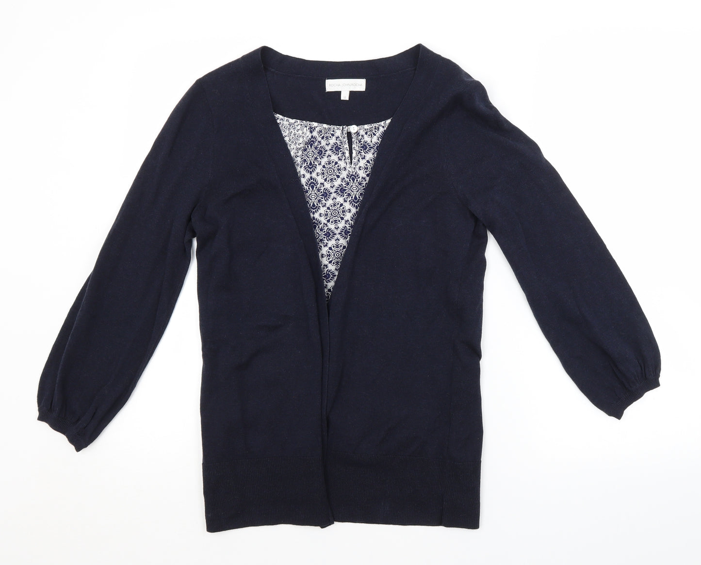 RJR.John Rocha Womens Blue Argyle/Diamond  Cardigan Jumper Size 12