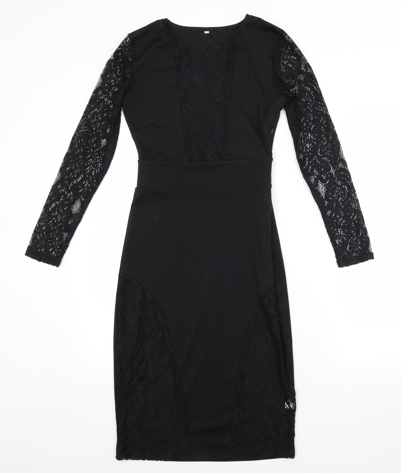 Preworn Womens Black Floral  Pencil Dress  Size S