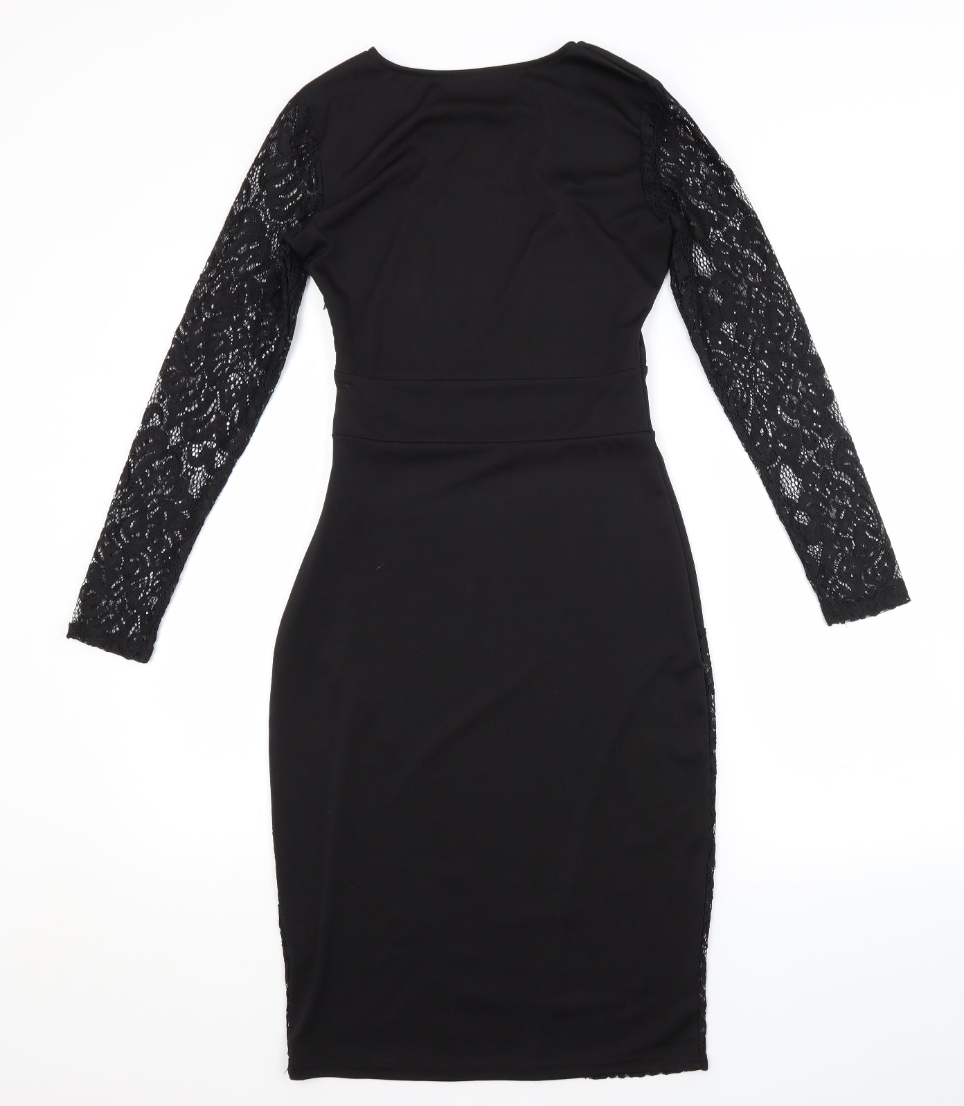 Preworn Womens Black Floral  Pencil Dress  Size S