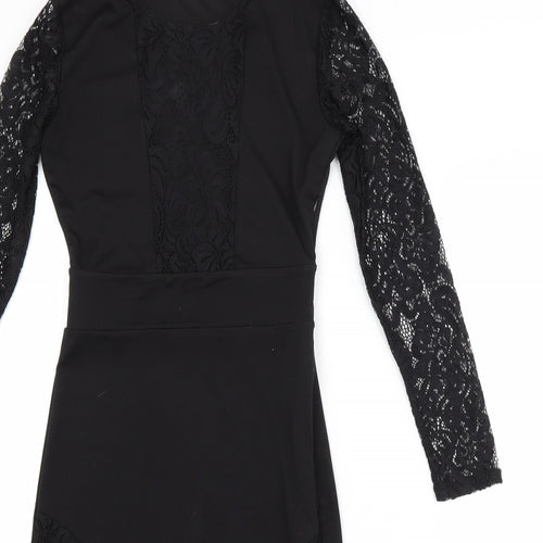 Preworn Womens Black Floral  Pencil Dress  Size S