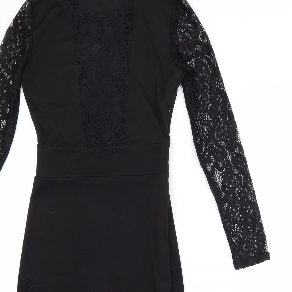 Preworn Womens Black Floral  Pencil Dress  Size S