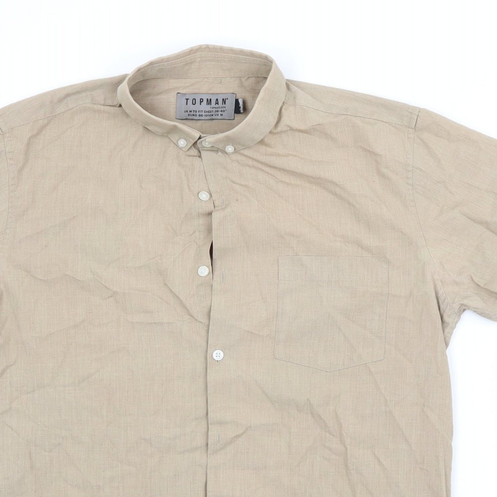 Topman Mens Brown    Button-Up Size M