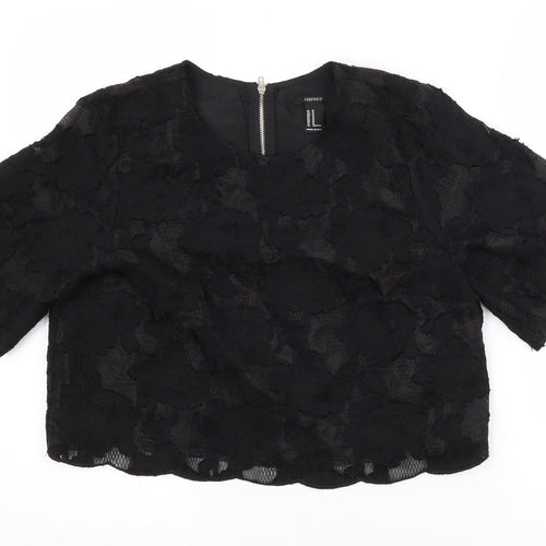 FOREVER 21 Womens Black Floral  Basic Blouse Size M