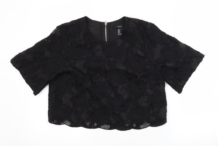 FOREVER 21 Womens Black Floral Basic Blouse Size M