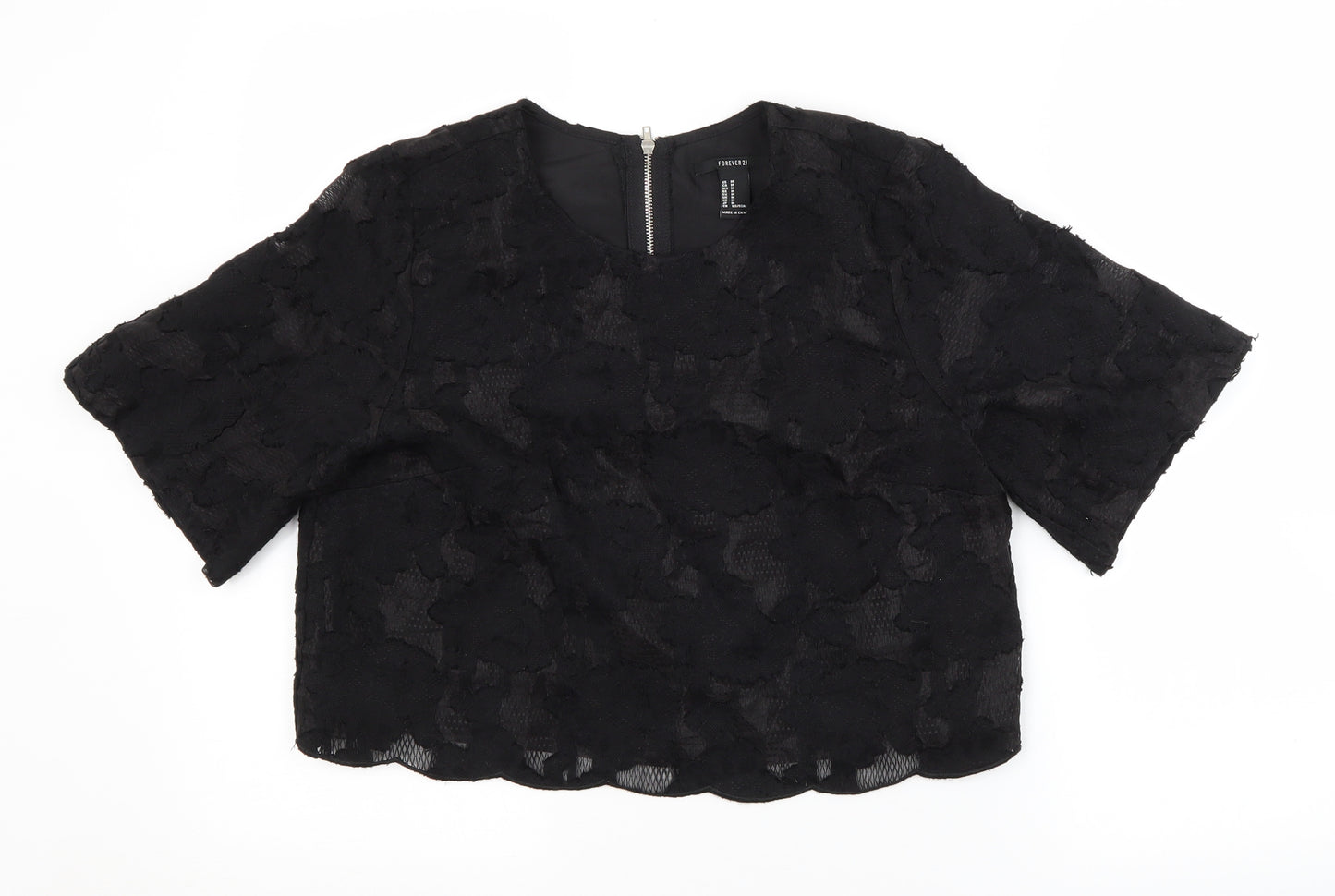FOREVER 21 Womens Black Floral  Basic Blouse Size M