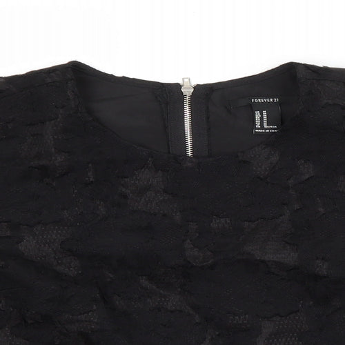 FOREVER 21 Womens Black Floral  Basic Blouse Size M
