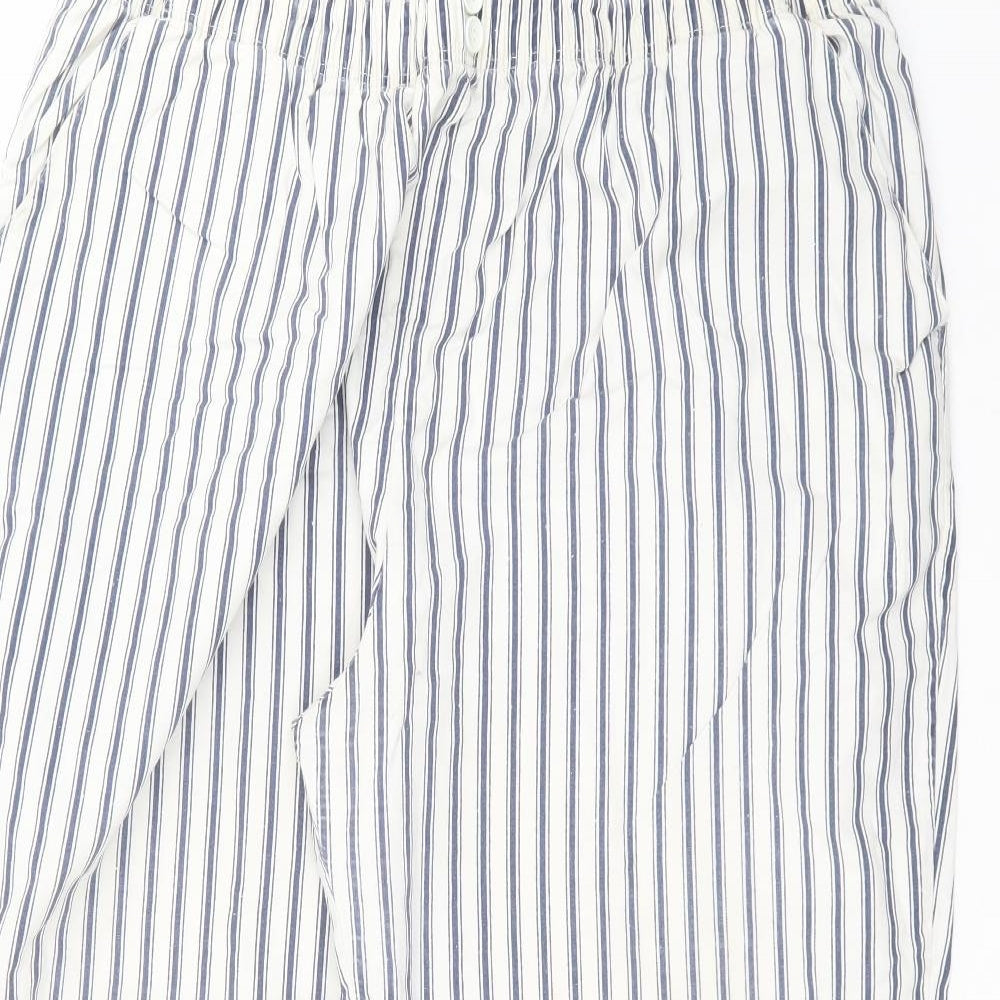 LEISURE PLUS Womens White Striped  Trousers  Size 26 L29 in