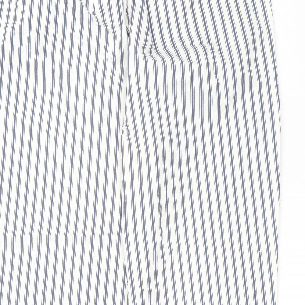 LEISURE PLUS Womens White Striped  Trousers  Size 26 L29 in