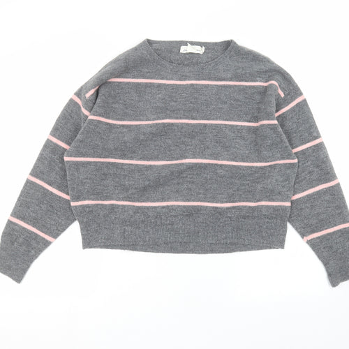 H&M Womens Grey Striped  Pullover Jumper Size S