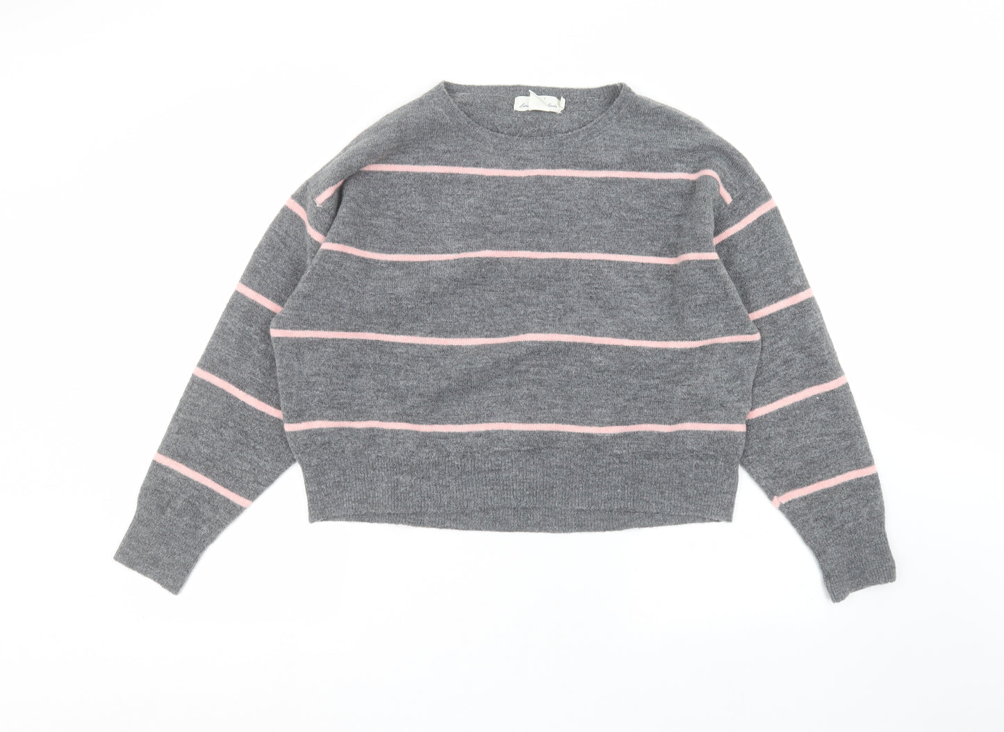 H&M Womens Grey Striped  Pullover Jumper Size S