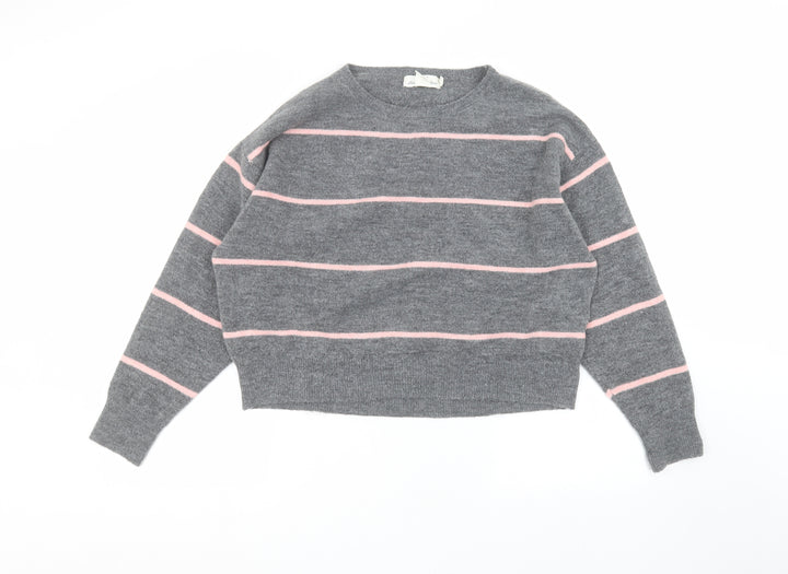 H&M Womens Grey Striped  Pullover Jumper Size S
