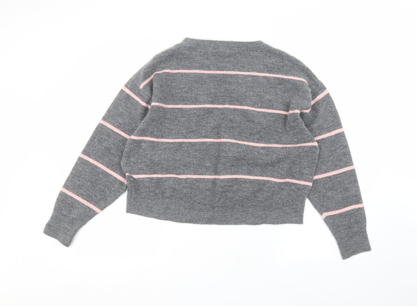 H&M Womens Grey Striped  Pullover Jumper Size S
