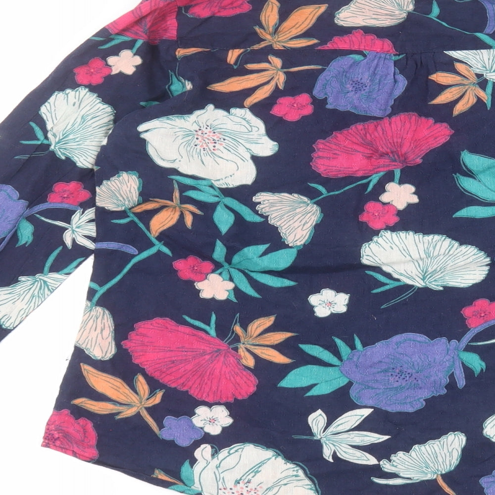 Fat Face Womens Blue Floral  Basic T-Shirt Size 10