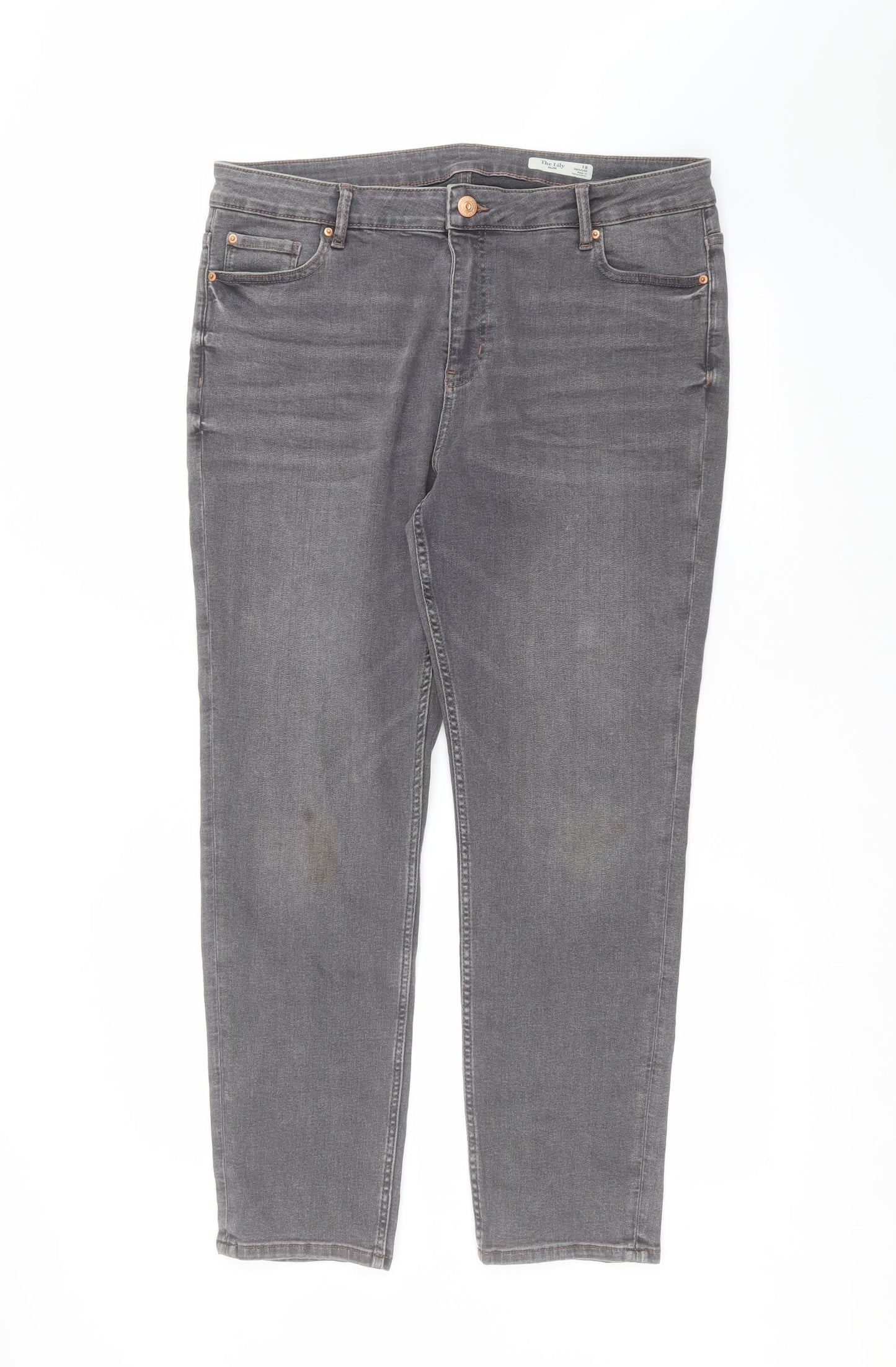 Marks and Spencer Womens Grey   Straight Jeans Size 18 L27 in