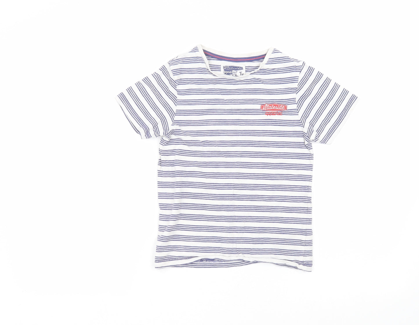 TU Boys White Striped  Basic T-Shirt Size 8 Years