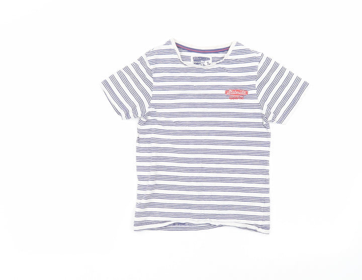 TU Boys White Striped  Basic T-Shirt Size 8 Years