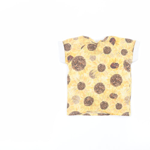 Aitchmakes Girls Yellow Floral  Basic T-Shirt Size 2-3 Years