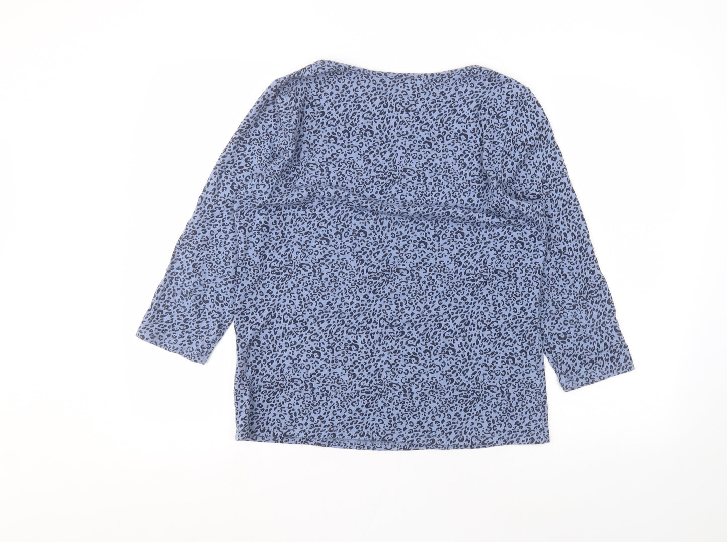 M&Co Womens Blue Animal Print  Basic T-Shirt Size 14
