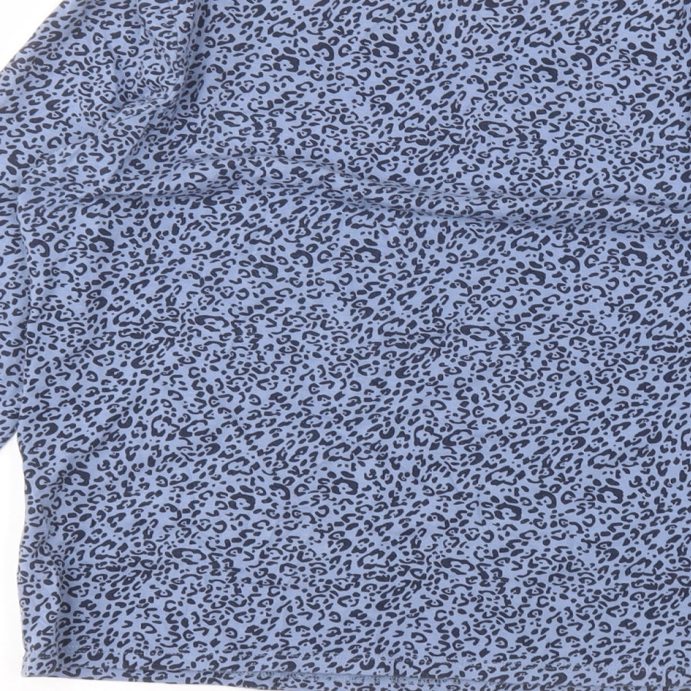 M&Co Womens Blue Animal Print  Basic T-Shirt Size 14