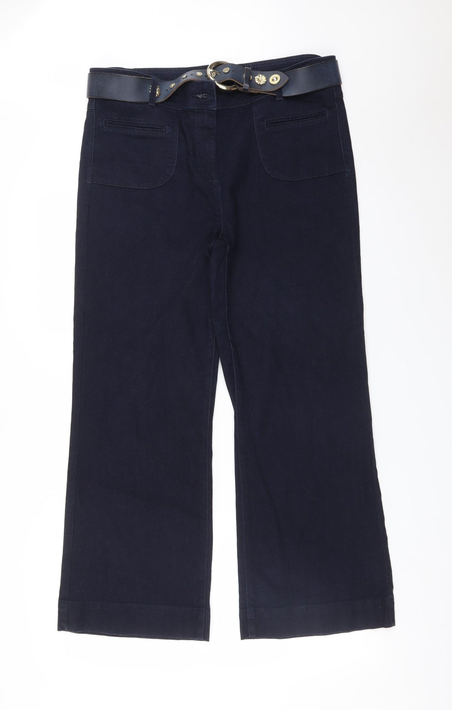 M&S Womens Blue   Wide-Leg Jeans Size 16 L28 in