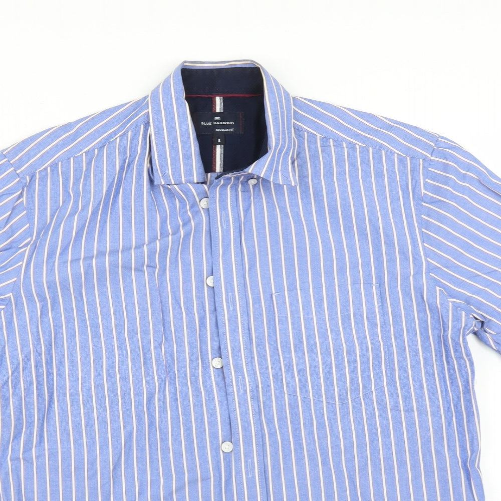 Blue Harbour Mens Blue Striped   Button-Up Size S