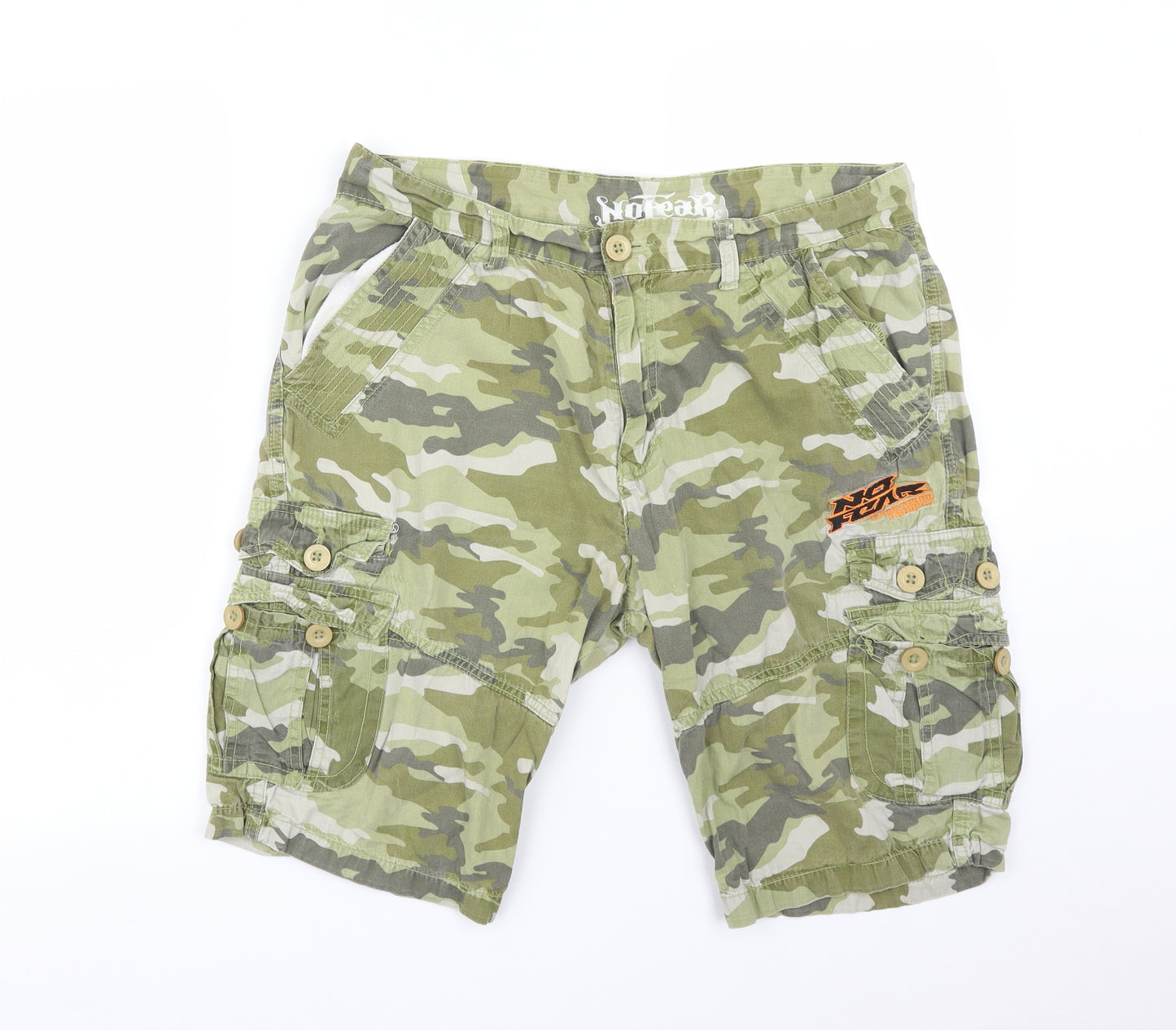 No Fear Mens Green Camouflage  Cargo Shorts Size L